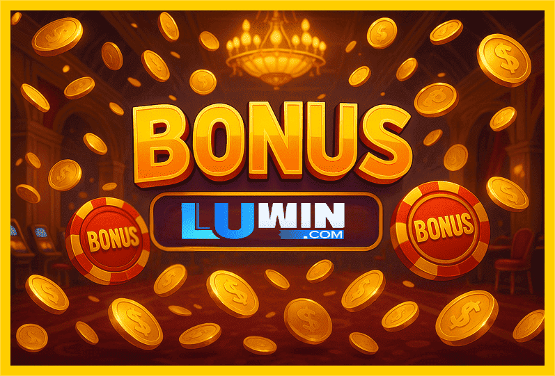 Imagem promovendo bônus LUWIN com recompensas imperdíveis.